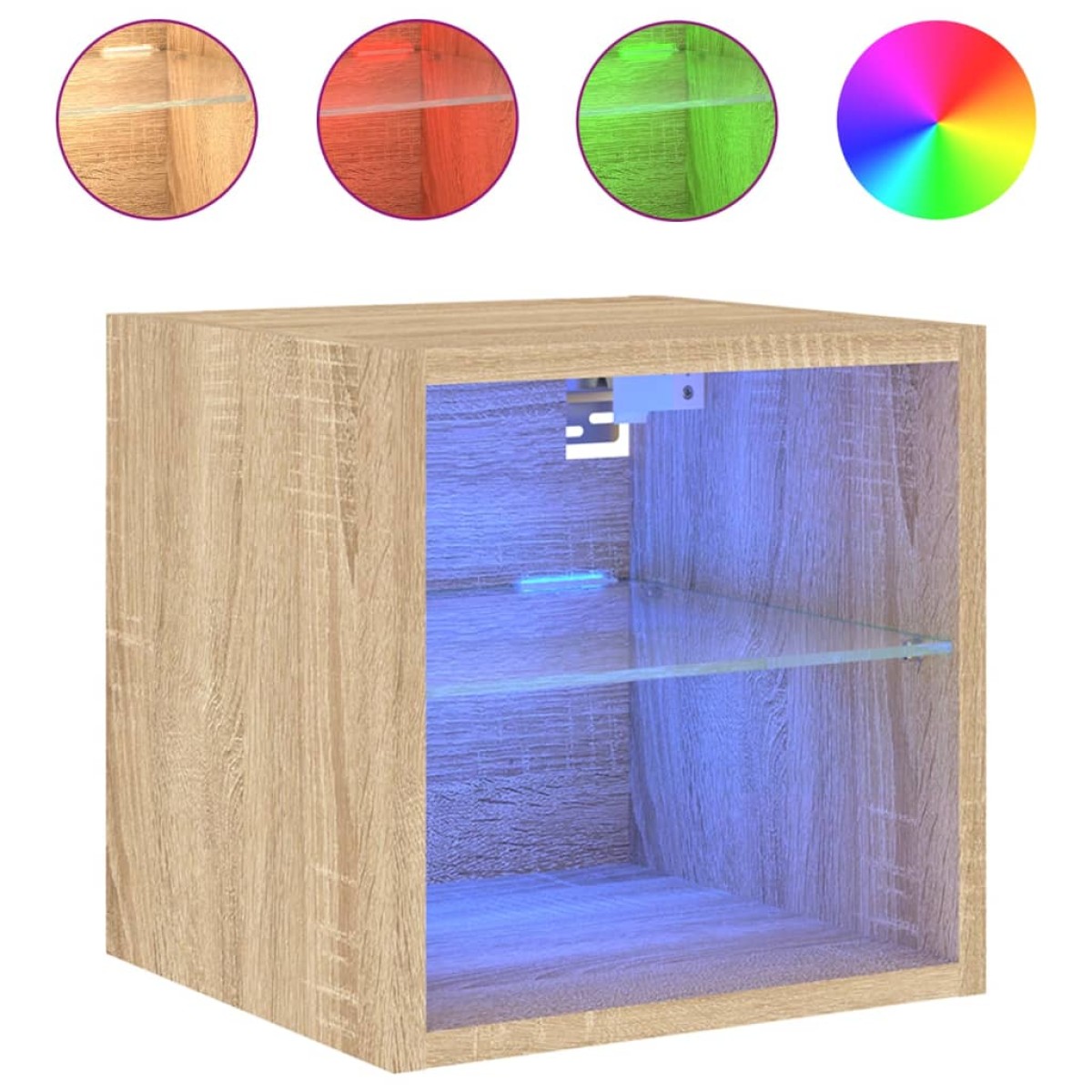 vidaXL Έπιπλα Τοίχου Τηλ. με LED 2 Τεμ. Sonoma Δρυς 30 x 28,5 x 30 εκ.