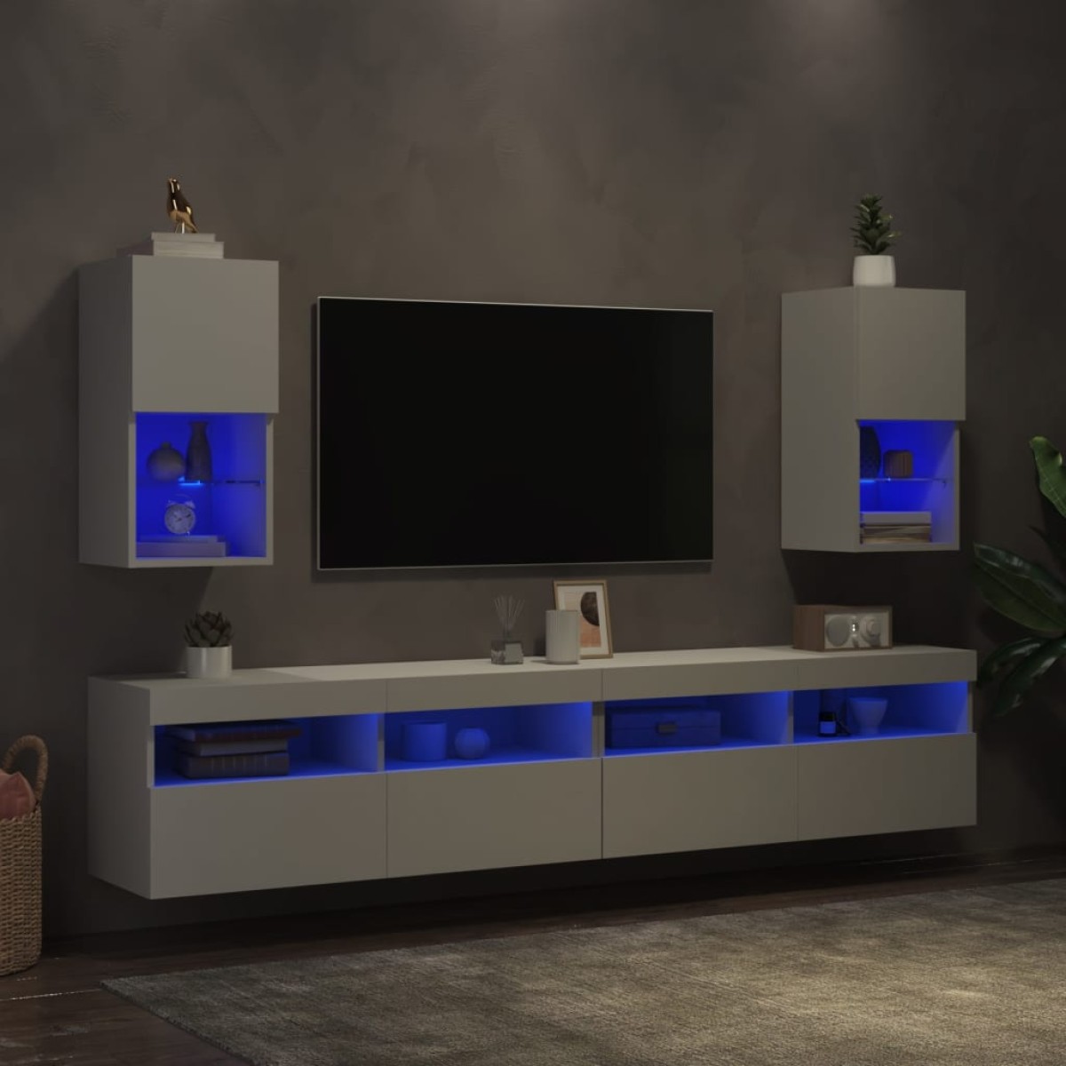 vidaXL Έπιπλα Τηλεόρασης με LED 2 τεμ. Λευκά 30,5x30x60 εκ.