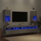 vidaXL Έπιπλα Τηλεόρασης με LED 2 τεμ. Γκρι Σκυροδέματος 30,5x30x60εκ.