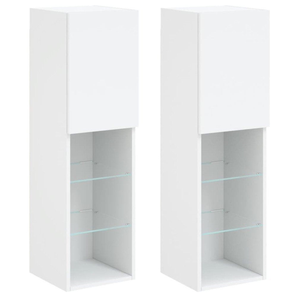 vidaXL Έπιπλα Τηλεόρασης με LED 2 τεμ. Λευκά 30,5x30x102 εκ.