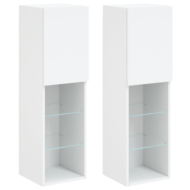vidaXL Έπιπλα Τηλεόρασης με LED 2 τεμ. Λευκά 30,5x30x102 εκ.