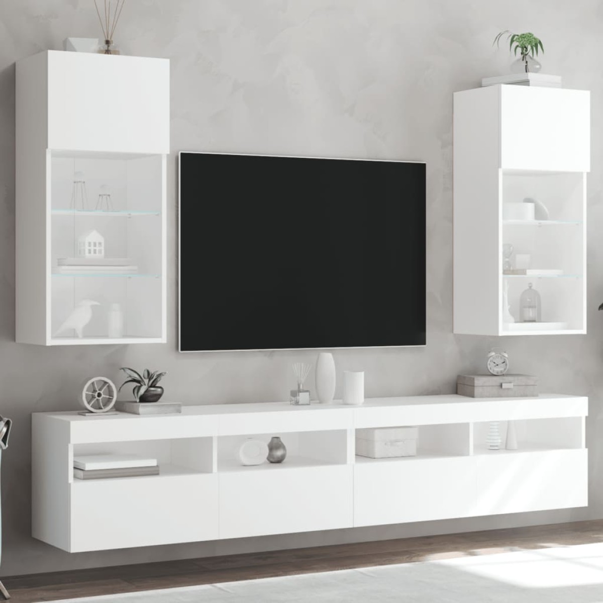 vidaXL Έπιπλα Τηλεόρασης με LED 2 τεμ. Λευκά 40,5x30x90 εκ.