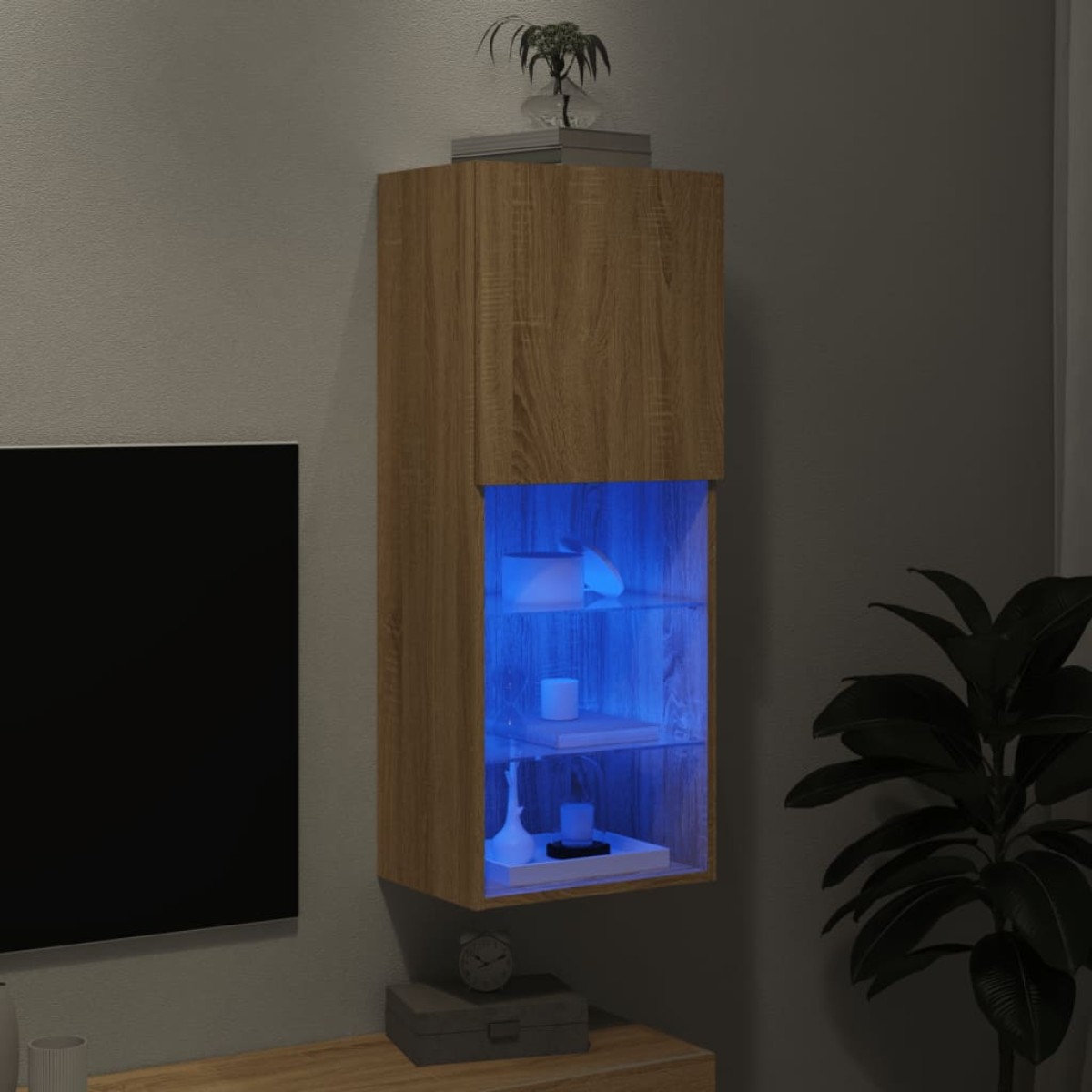 vidaXL Έπιπλο Τηλεόρασης με LED Sonoma Δρυς 40,5x30x102 εκ.