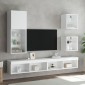 vidaXL Κομοδίνο Επιτοίχιο με Φώτα LED Λευκό