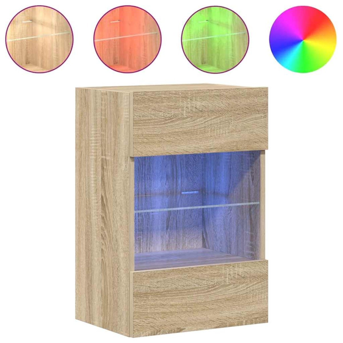vidaXL Έπιπλα Τοίχου Τηλ. με LED 2 Τεμ. Sonoma Δρυς 40x30x60,5 εκ.