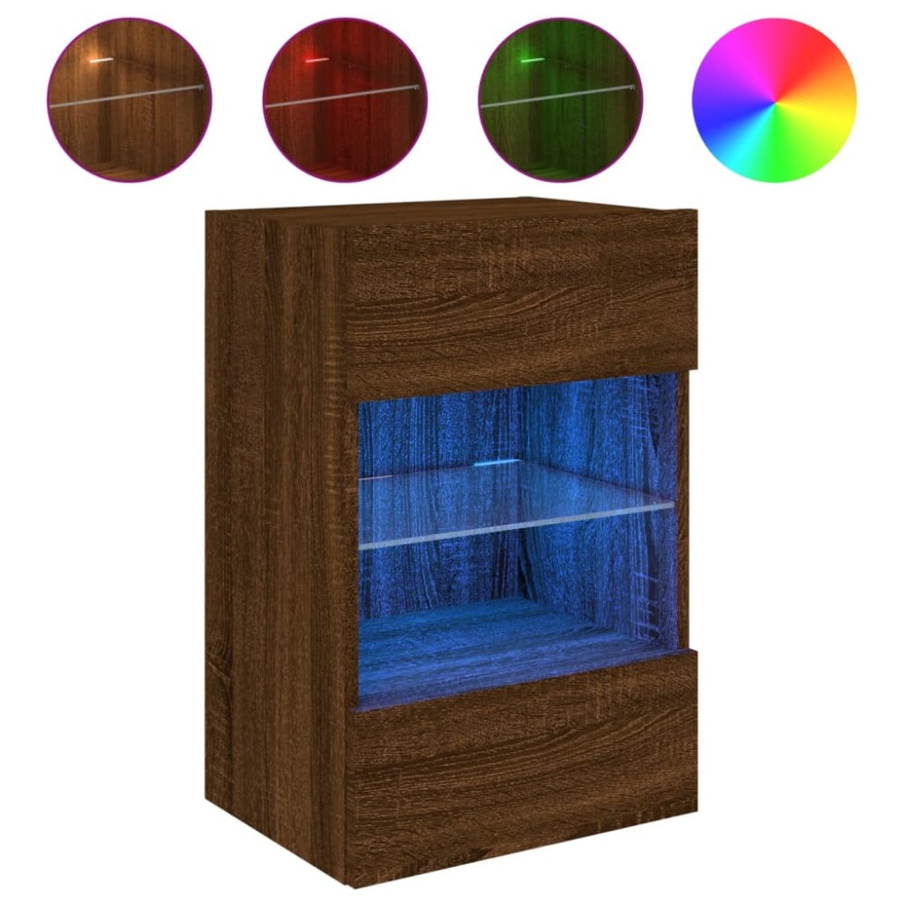 vidaXL Έπιπλο Τοίχου Τηλεόρασης με LED Καφέ Δρυς 40x30x60,5 εκ.