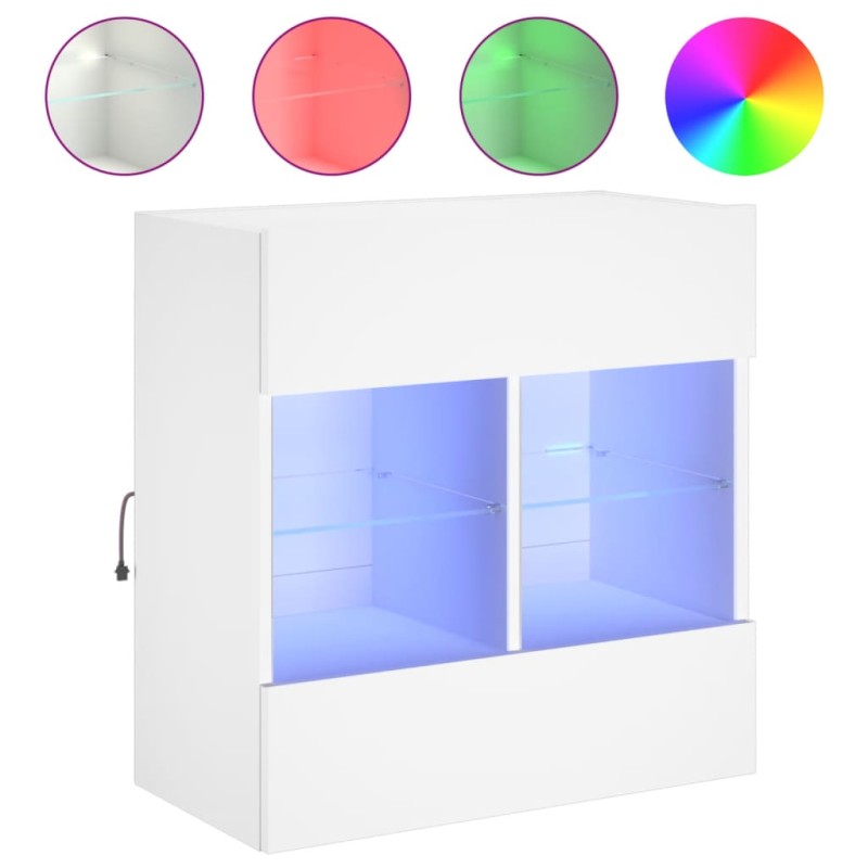 vidaXL Έπιπλο Τοίχου Τηλεόρασης με LED Λευκό 58,5x30x60,5 εκ.