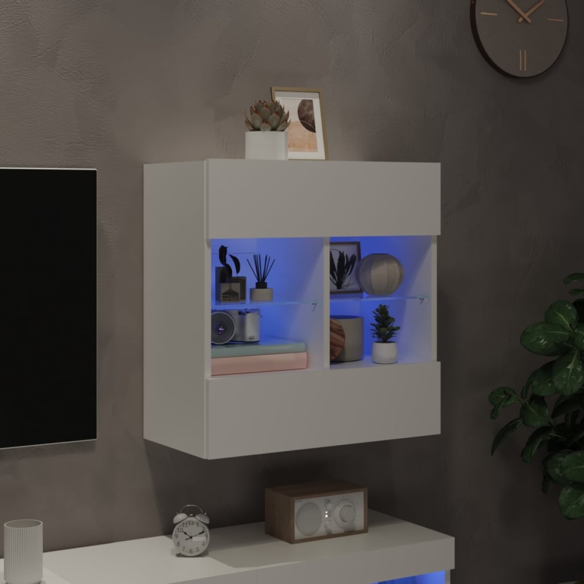 vidaXL Έπιπλο Τοίχου Τηλεόρασης με LED Λευκό 58,5x30x60,5 εκ.