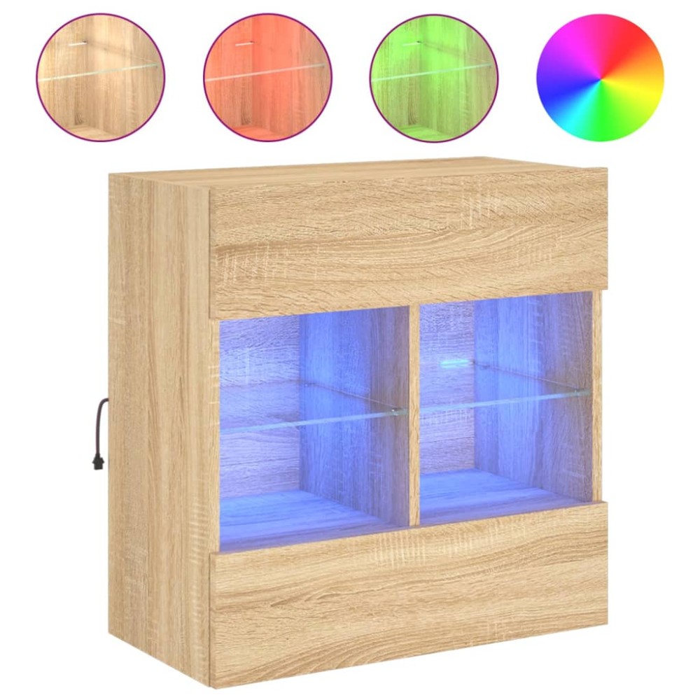 vidaXL Έπιπλο Τοίχου Τηλεόρασης με LED Sonoma Δρυς 58,5x30x60,5 εκ.