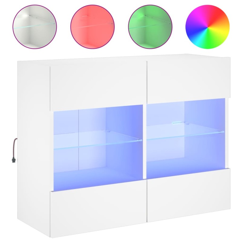 vidaXL Έπιπλο Τοίχου Τηλεόρασης με LED Λευκό 78,5x30x60,5 εκ.