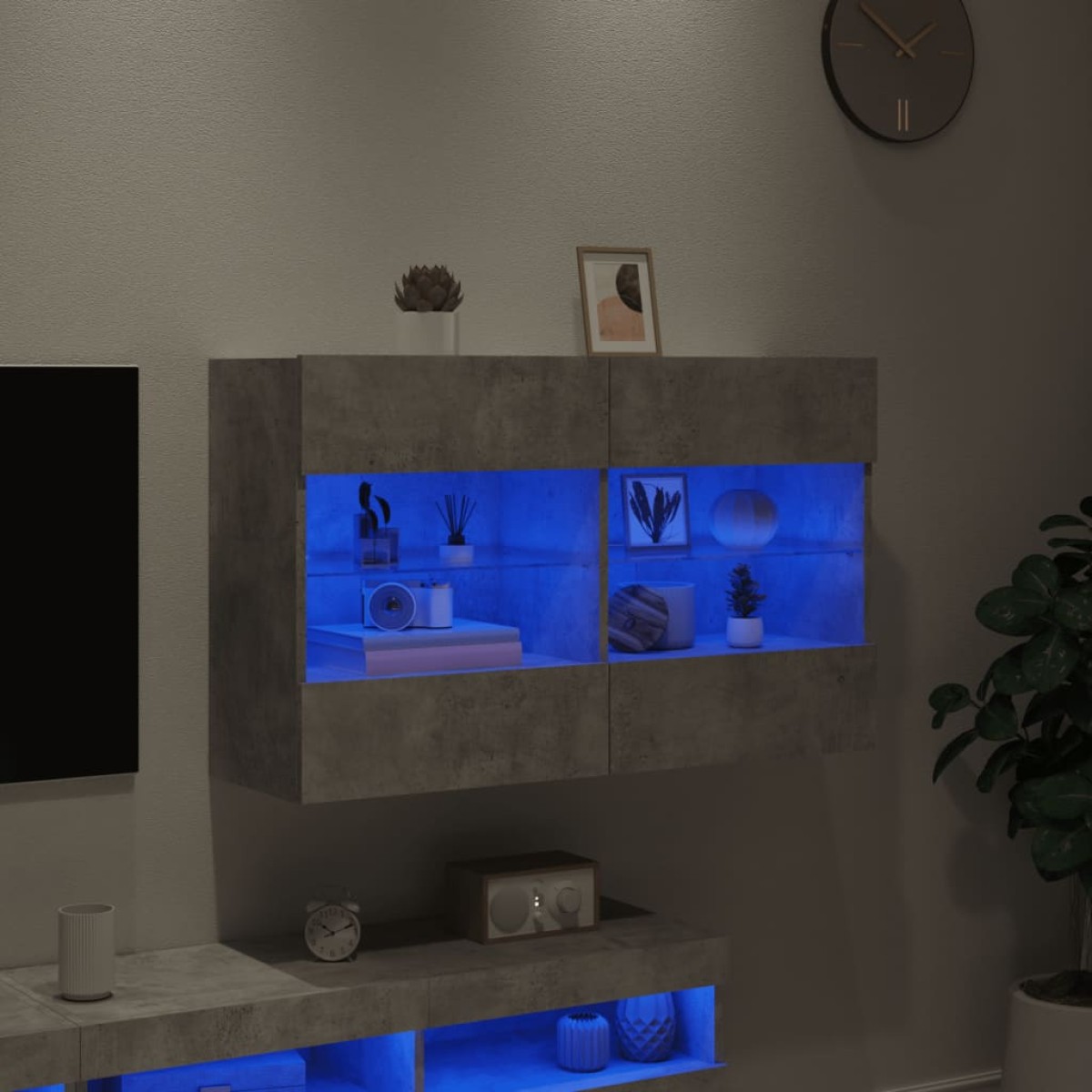 vidaXL Έπιπλο Τηλεόρασης με LED Γκρι Σκυροδέματος 98,5x30x60,5 εκ.