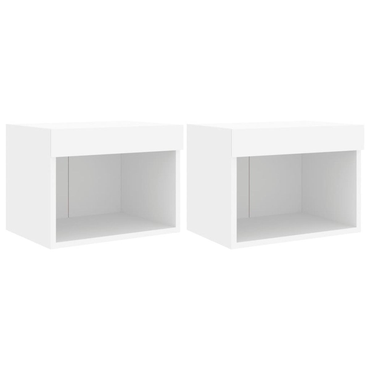 vidaXL Κομοδίνα Επιτοίχια με Φώτα LED 2 Τεμ. Λευκά