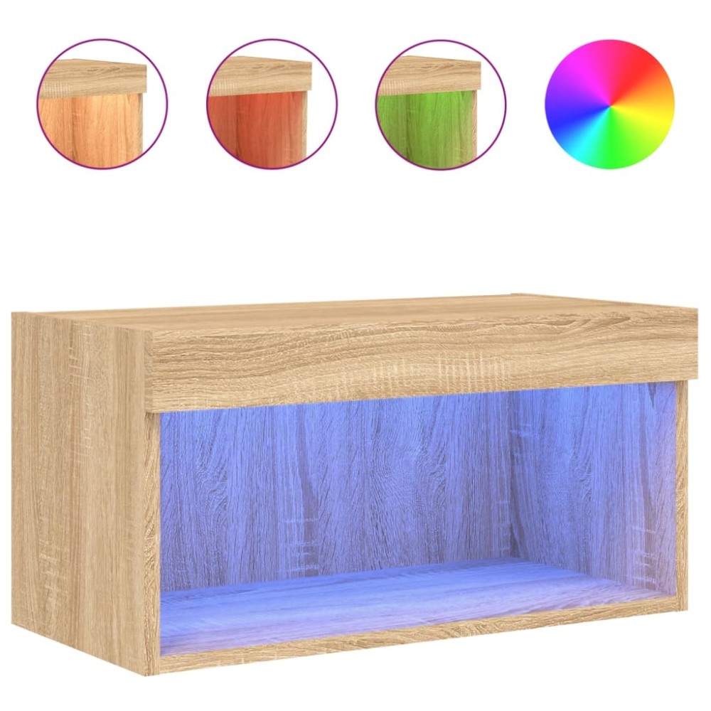 vidaXL Έπιπλο Τηλεόρασης με LED Sonoma Δρυς 60x30x30 εκ.