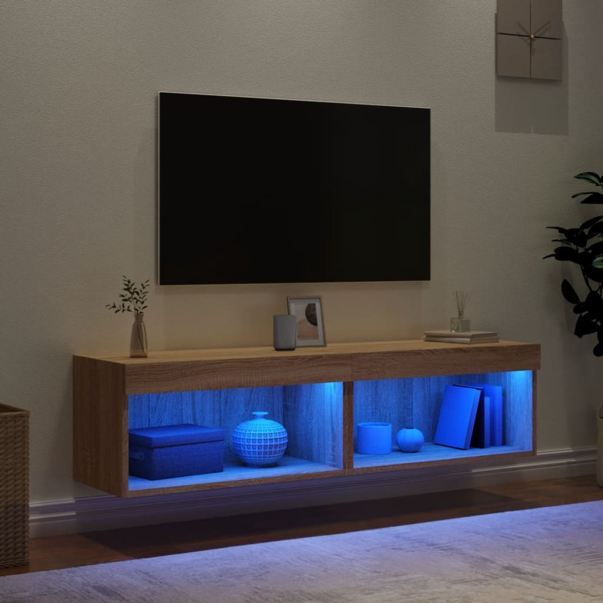 vidaXL Έπιπλα Τηλεόρασης με LED 2 τεμ. Sonoma Δρυς 60x30x30 εκ.