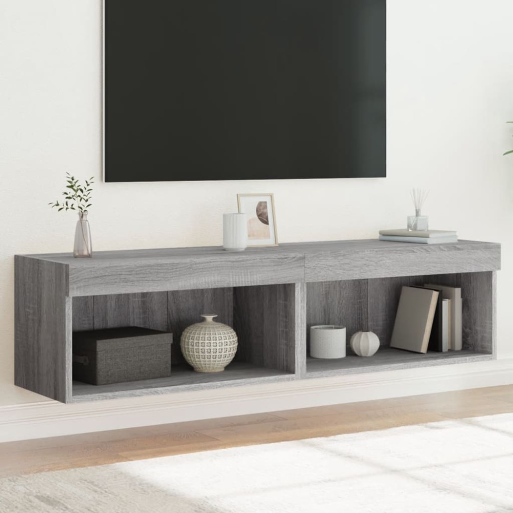 vidaXL Έπιπλα Τηλεόρασης με LED 2 τεμ. Γκρι Sonoma 60 x 30 x 30 εκ.