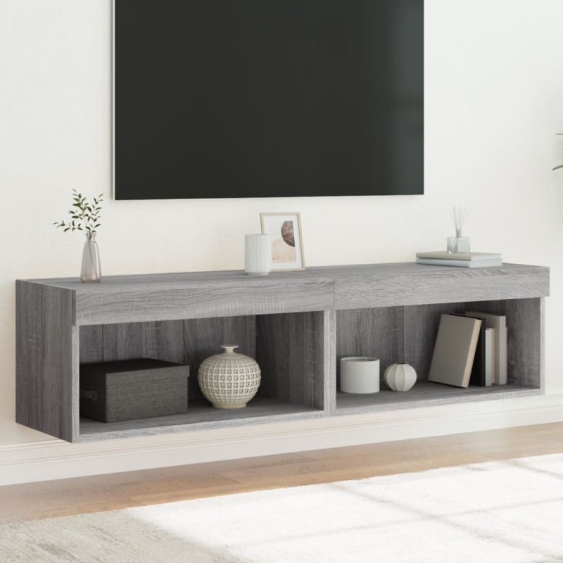 vidaXL Έπιπλα Τηλεόρασης με LED 2 τεμ. Γκρι Sonoma 60 x 30 x 30 εκ.