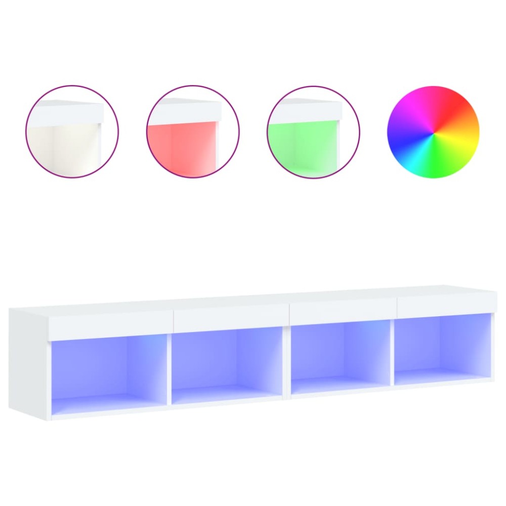 vidaXL Έπιπλα Τηλεόρασης με LED 2 τεμ. Λευκά 80 x 30 x 30 εκ.