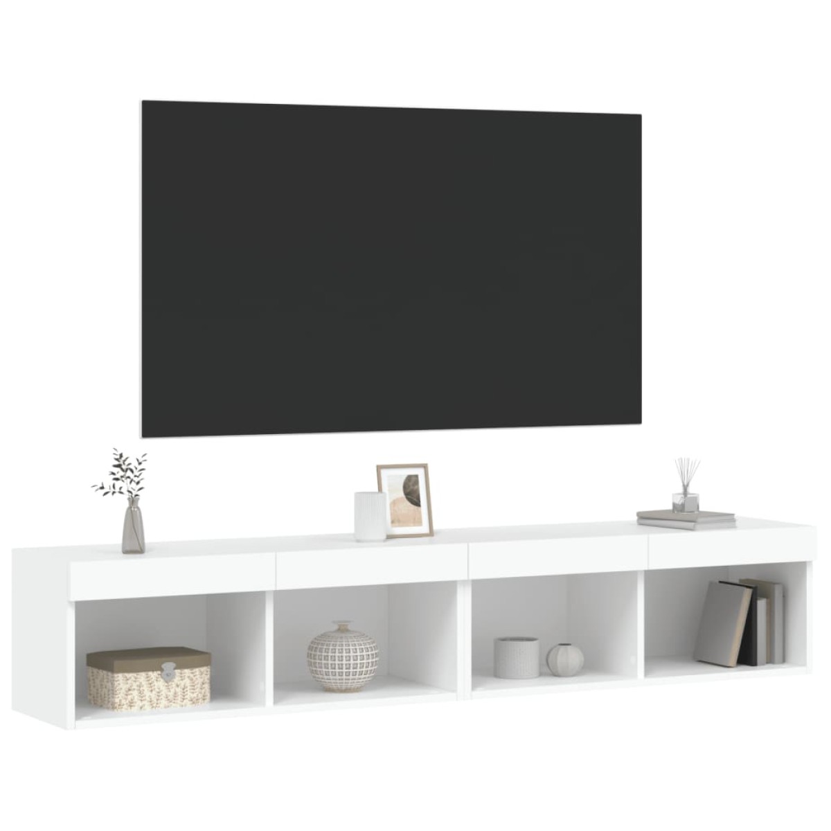 vidaXL Έπιπλα Τηλεόρασης με LED 2 τεμ. Λευκά 80 x 30 x 30 εκ.