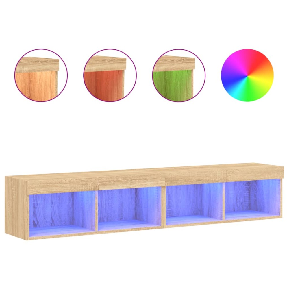 vidaXL Έπιπλα Τηλεόρασης με LED 2 τεμ. Sonoma Δρυς 80 x 30 x 30 εκ.