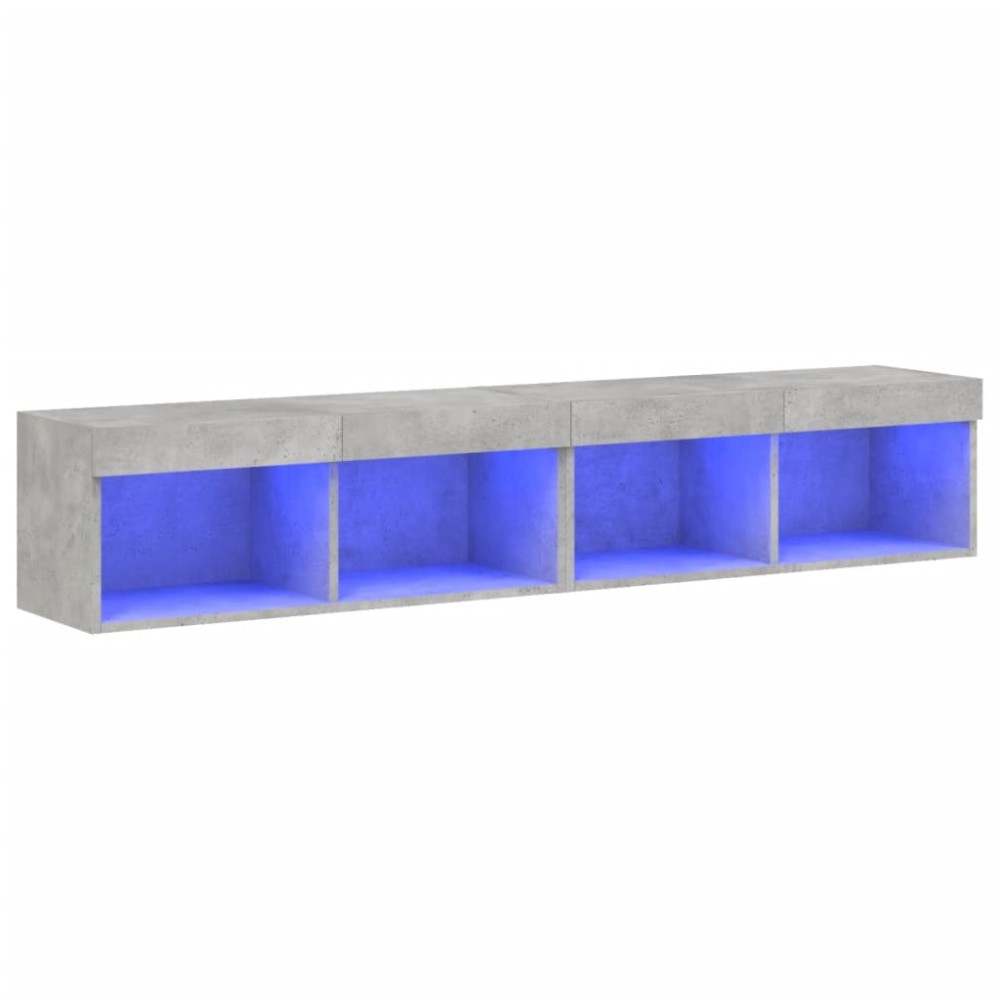 vidaXL Έπιπλα Τηλεόρασης με LED 2 τεμ. Γκρι Σκυροδέματος 80x30x30εκ.