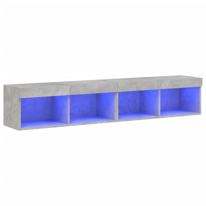 vidaXL Έπιπλα Τηλεόρασης με LED 2 τεμ. Γκρι Σκυροδέματος 80x30x30εκ.