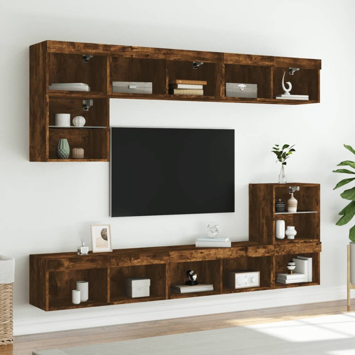 vidaXL Έπιπλο Τηλεόρασης με LED Καπνιστή Δρυς 80x30x30 εκ.