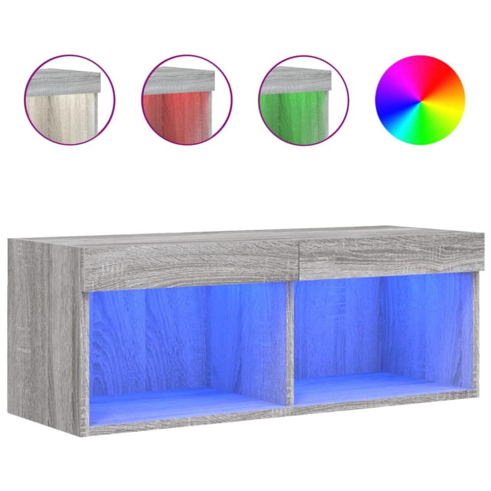 vidaXL Έπιπλο Τηλεόρασης με LED Γκρι Sonoma 80x30x30 εκ.