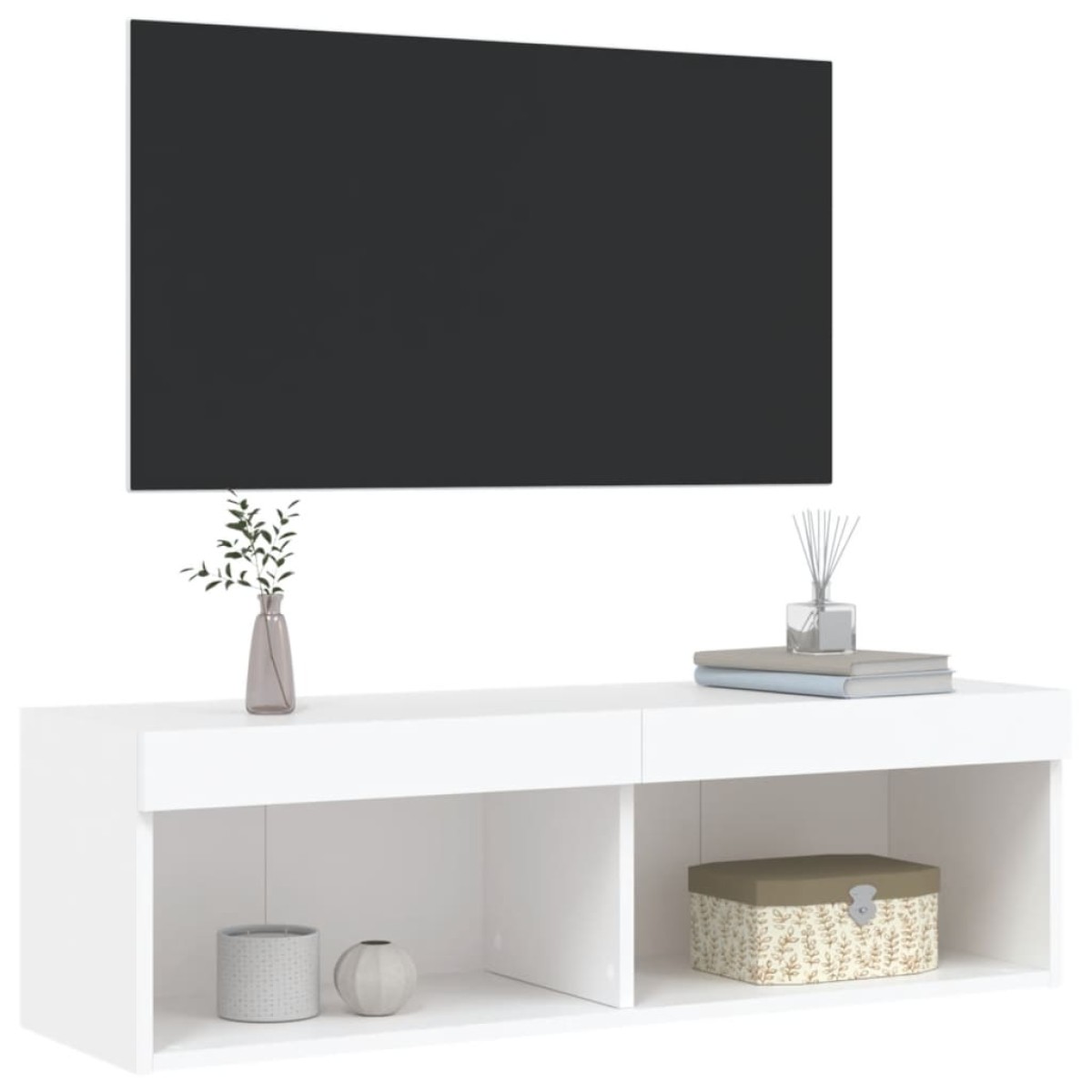 vidaXL Έπιπλο Τηλεόρασης με LED Λευκό 100x30x30 εκ.