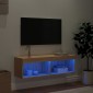 vidaXL Έπιπλο Τηλεόρασης με LED Sonoma Δρυς 240 x 35 x 40 εκ.