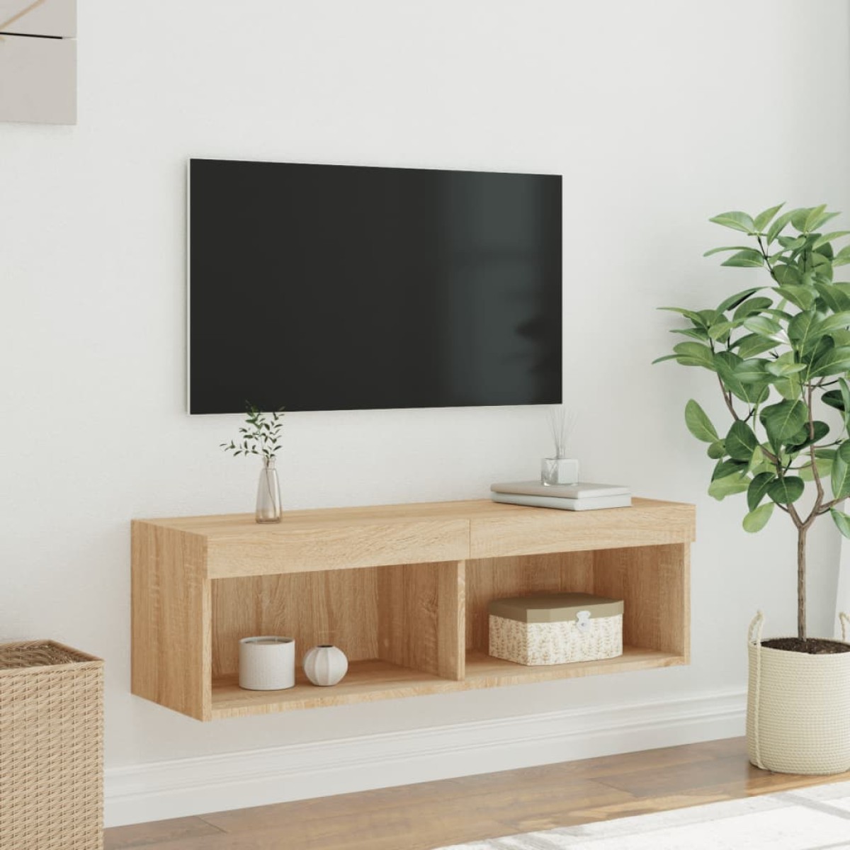 vidaXL Έπιπλο Τηλεόρασης με LED Sonoma Δρυς 240 x 35 x 40 εκ.