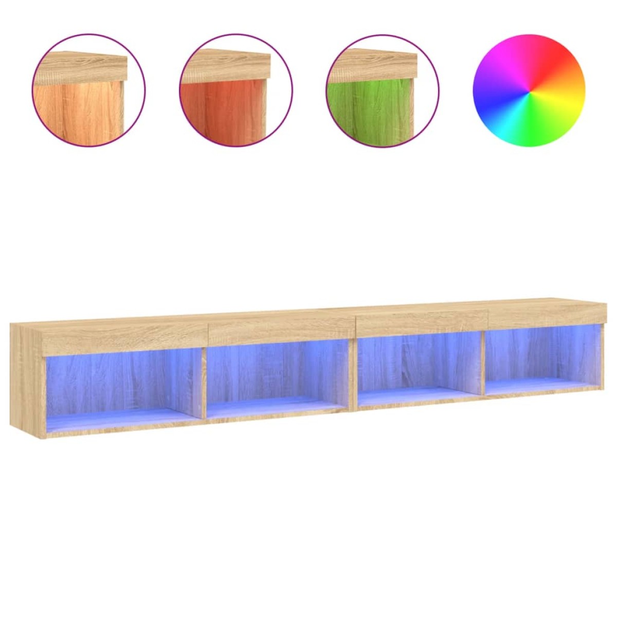 vidaXL Έπιπλα Τηλεόρασης με LED 2 τεμ. Sonoma Δρυς 100 x 30 x 30 εκ.