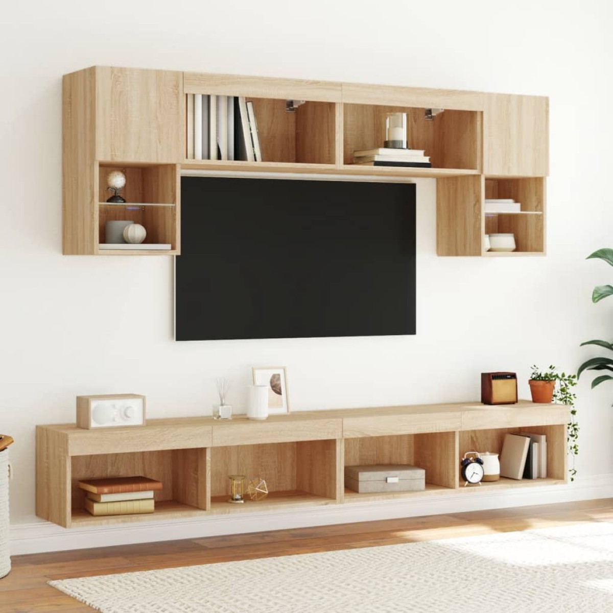 vidaXL Έπιπλα Τηλεόρασης με LED 2 τεμ. Sonoma Δρυς 100 x 30 x 30 εκ.