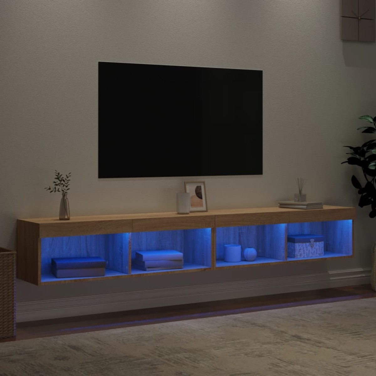 vidaXL Έπιπλα Τηλεόρασης με LED 2 τεμ. Sonoma Δρυς 100 x 30 x 30 εκ.