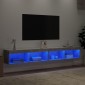 vidaXL Έπιπλα Τηλεόρασης με LED 2 τεμ. Γκρι Σκυροδέματος 100x30x30 εκ.