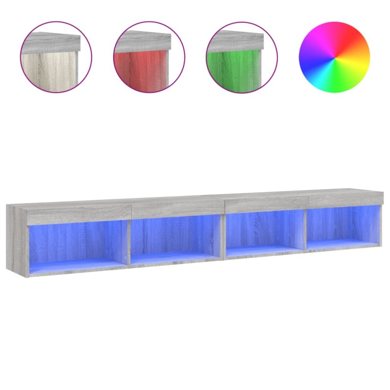 vidaXL Έπιπλα Τηλεόρασης με LED 2 τεμ. Γκρι Sonoma 100 x 30 x 30 εκ.