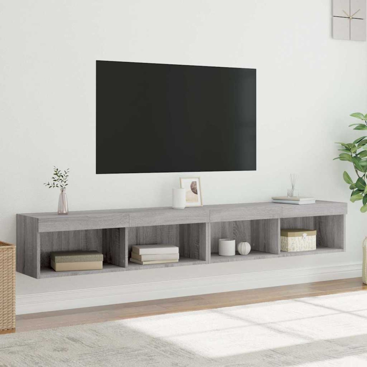 vidaXL Έπιπλα Τηλεόρασης με LED 2 τεμ. Γκρι Sonoma 100 x 30 x 30 εκ.