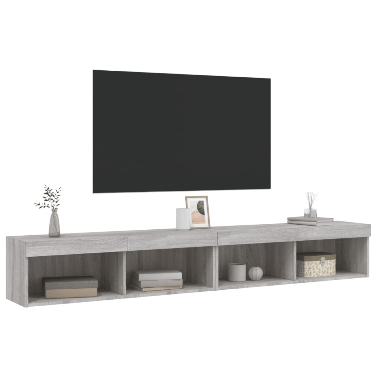 vidaXL Έπιπλα Τηλεόρασης με LED 2 τεμ. Γκρι Sonoma 100 x 30 x 30 εκ.
