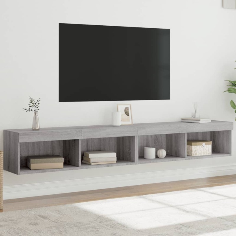 vidaXL Έπιπλα Τηλεόρασης με LED 2 τεμ. Γκρι Sonoma 100 x 30 x 30 εκ.