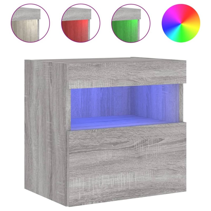 vidaXL Έπιπλο Τοίχου Τηλεόρασης με LED Γκρι Sonoma 40x30x40 εκ.