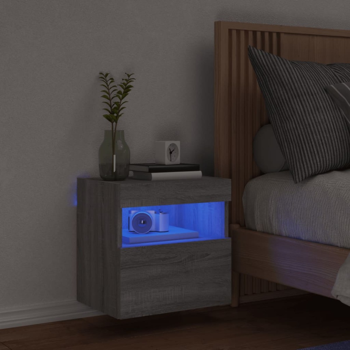 vidaXL Έπιπλο Τοίχου Τηλεόρασης με LED Γκρι Sonoma 40x30x40 εκ.