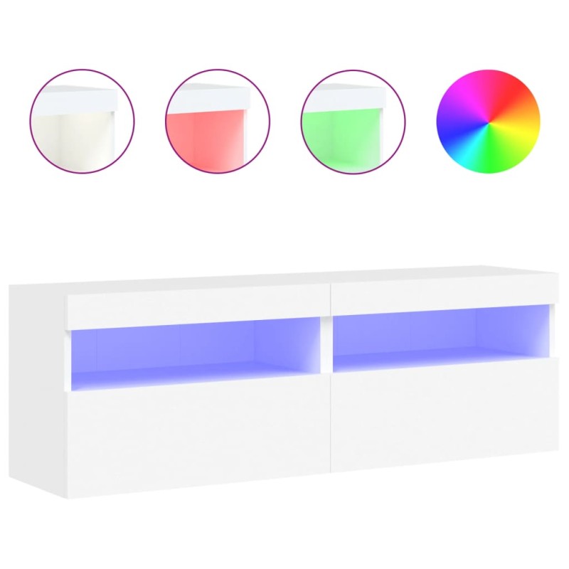 vidaXL Έπιπλα Τοίχου Τηλεόρασης με LED 2 Τεμ. Λευκά 60x30x40 εκ.