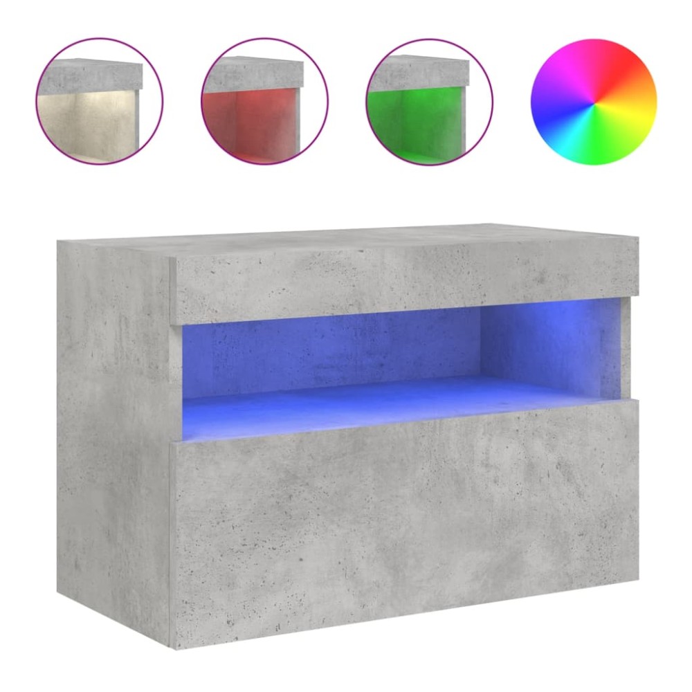 vidaXL Έπιπλο Τηλεόρασης με LED Γκρι Σκυροδέματος 60x30x40 εκ.