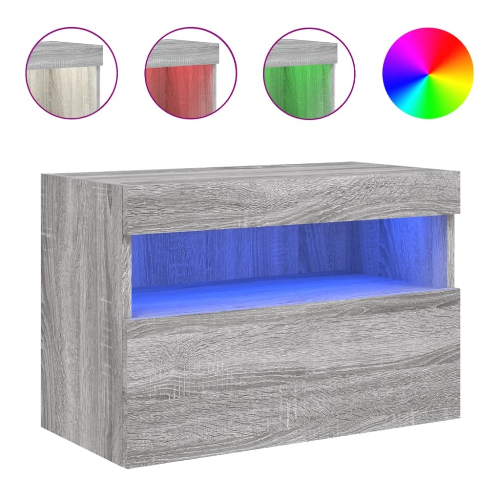 vidaXL Έπιπλο Τοίχου Τηλεόρασης με LED Γκρι Sonoma 60x30x40 εκ.