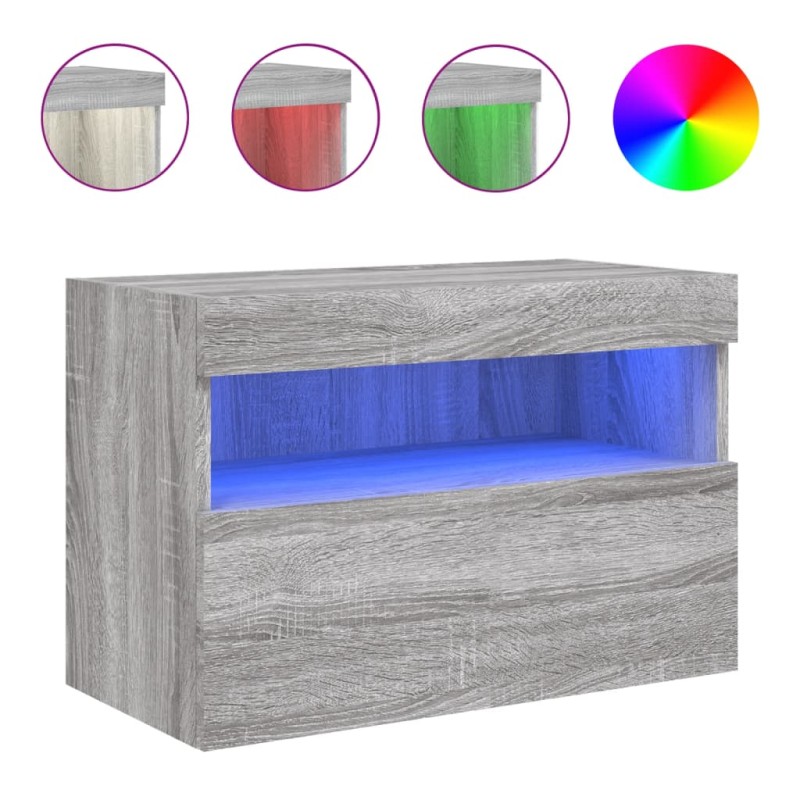 vidaXL Έπιπλο Τοίχου Τηλεόρασης με LED Γκρι Sonoma 60x30x40 εκ.