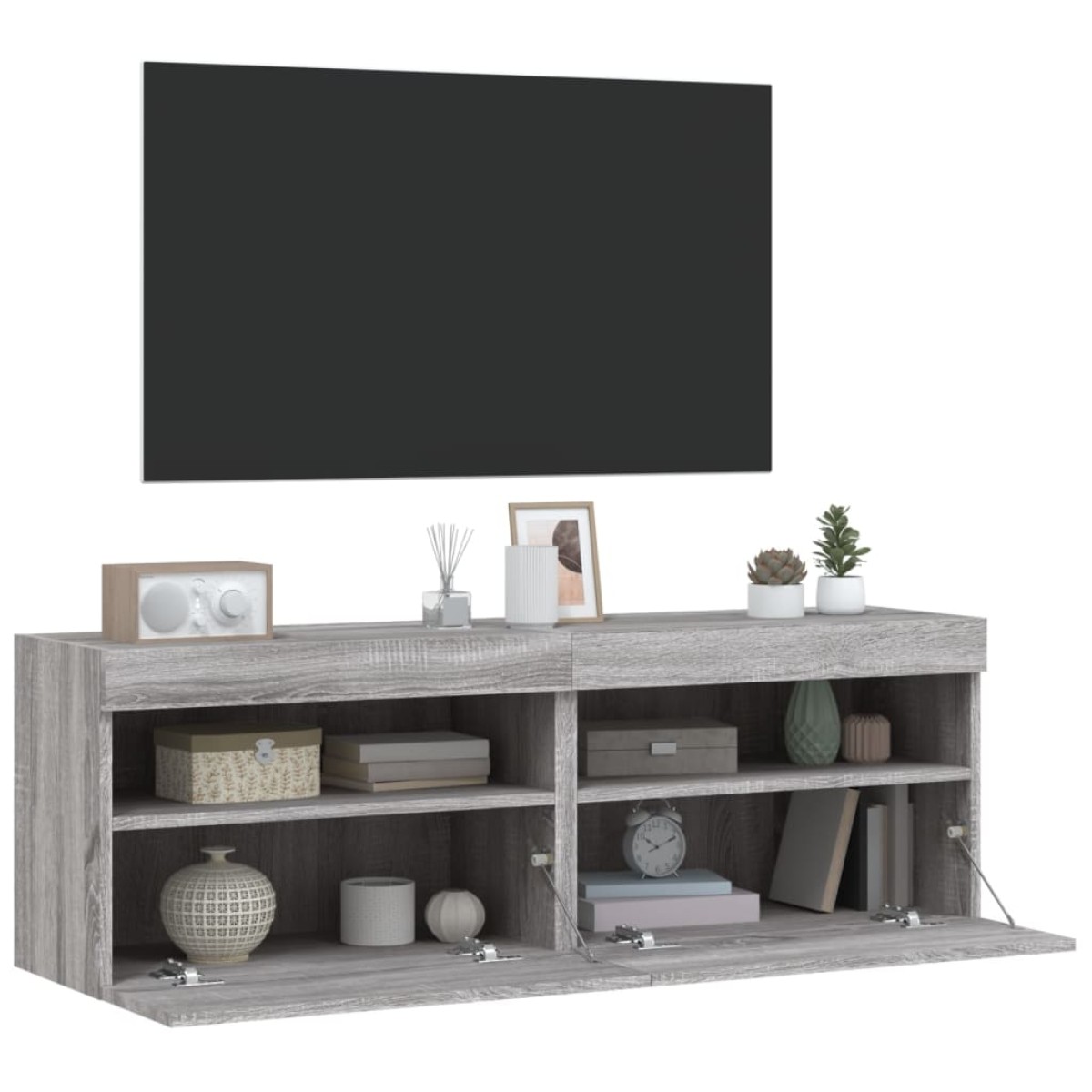 vidaXL Έπιπλα Τοίχου Τηλ. με LED 2 Τεμ. Γκρι Sonoma 60x30x40 εκ.