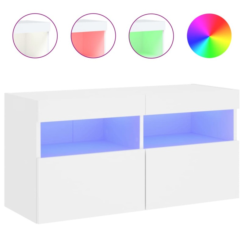 vidaXL Έπιπλο Τοίχου Τηλεόρασης με LED Λευκό 80x30x40 εκ.