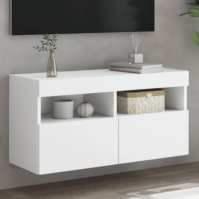 vidaXL Έπιπλο Τοίχου Τηλεόρασης με LED Λευκό 80x30x40 εκ.