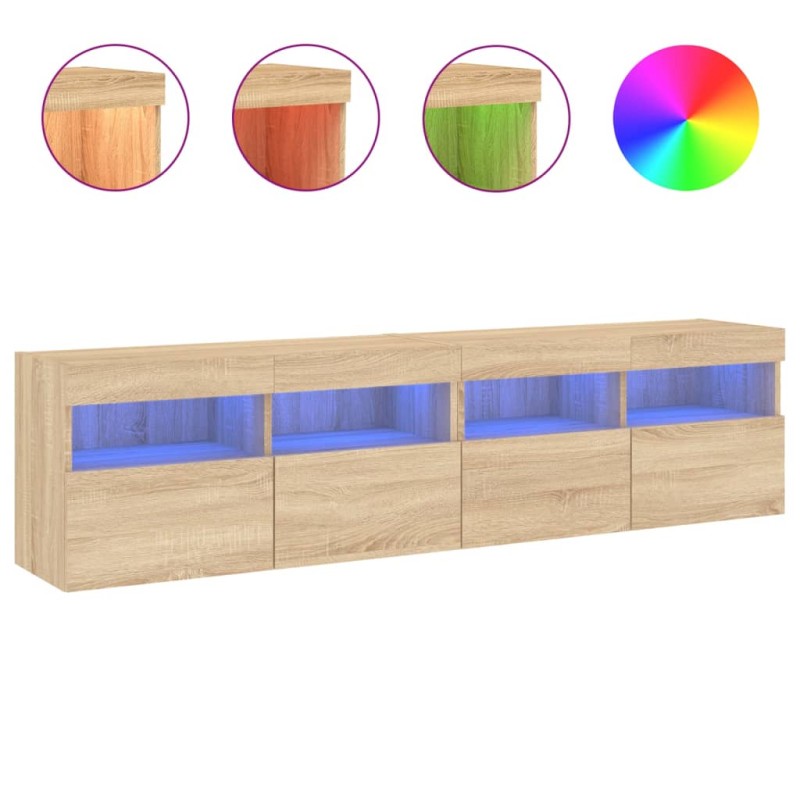 vidaXL Έπιπλα Τοίχου Τηλ. με LED 2 Τεμ. Sonoma Δρυς 80x30x40 εκ.