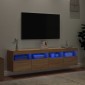 vidaXL Έπιπλα Τοίχου Τηλ. με LED 2 Τεμ. Sonoma Δρυς 80x30x40 εκ.