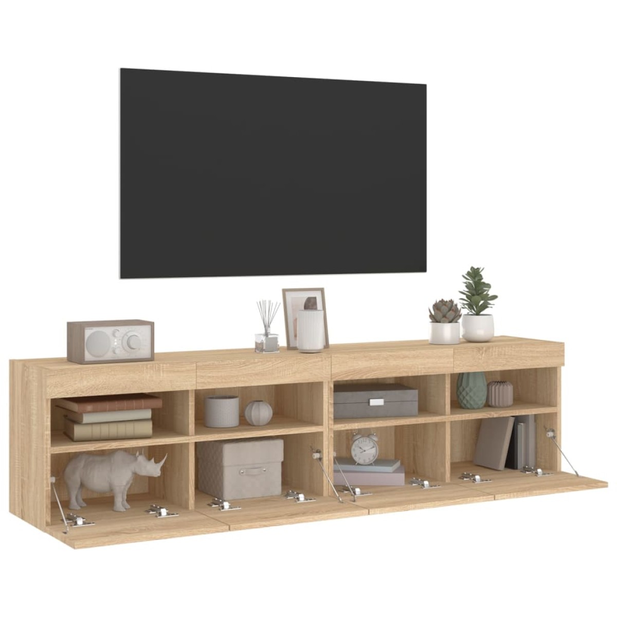 vidaXL Έπιπλα Τοίχου Τηλ. με LED 2 Τεμ. Sonoma Δρυς 80x30x40 εκ.